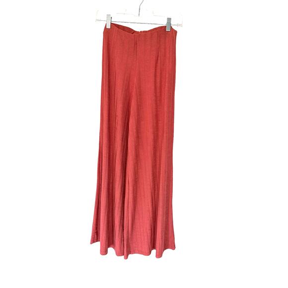Free People Orange Shimmery Pull On Stretch Wide Leg Palazzo Pants Size Small - Picture 1 of 12